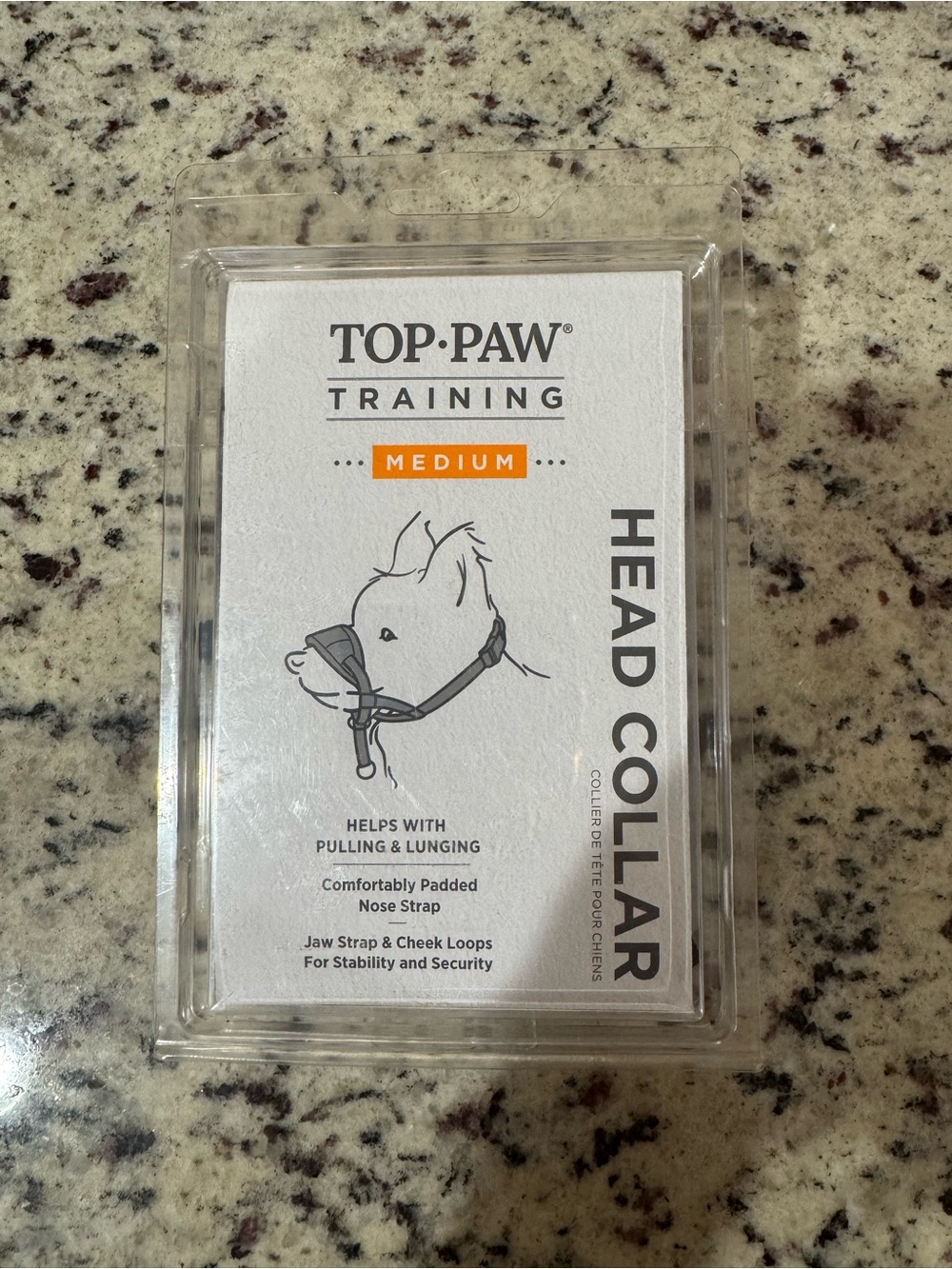 Top Paw Head Collar in Black and White